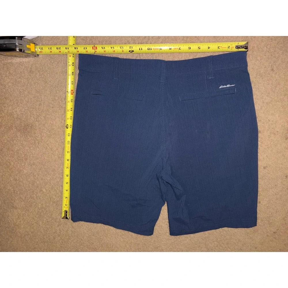 Eddie Bauer Travex Mens 36 Blue Herringbone Performance Shorts Stretch T49-47